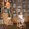 Multipurpose Natural Wooden Foldable 2-Tier Step Stool with H-Shaped Bottom Suitable for Any Small Space